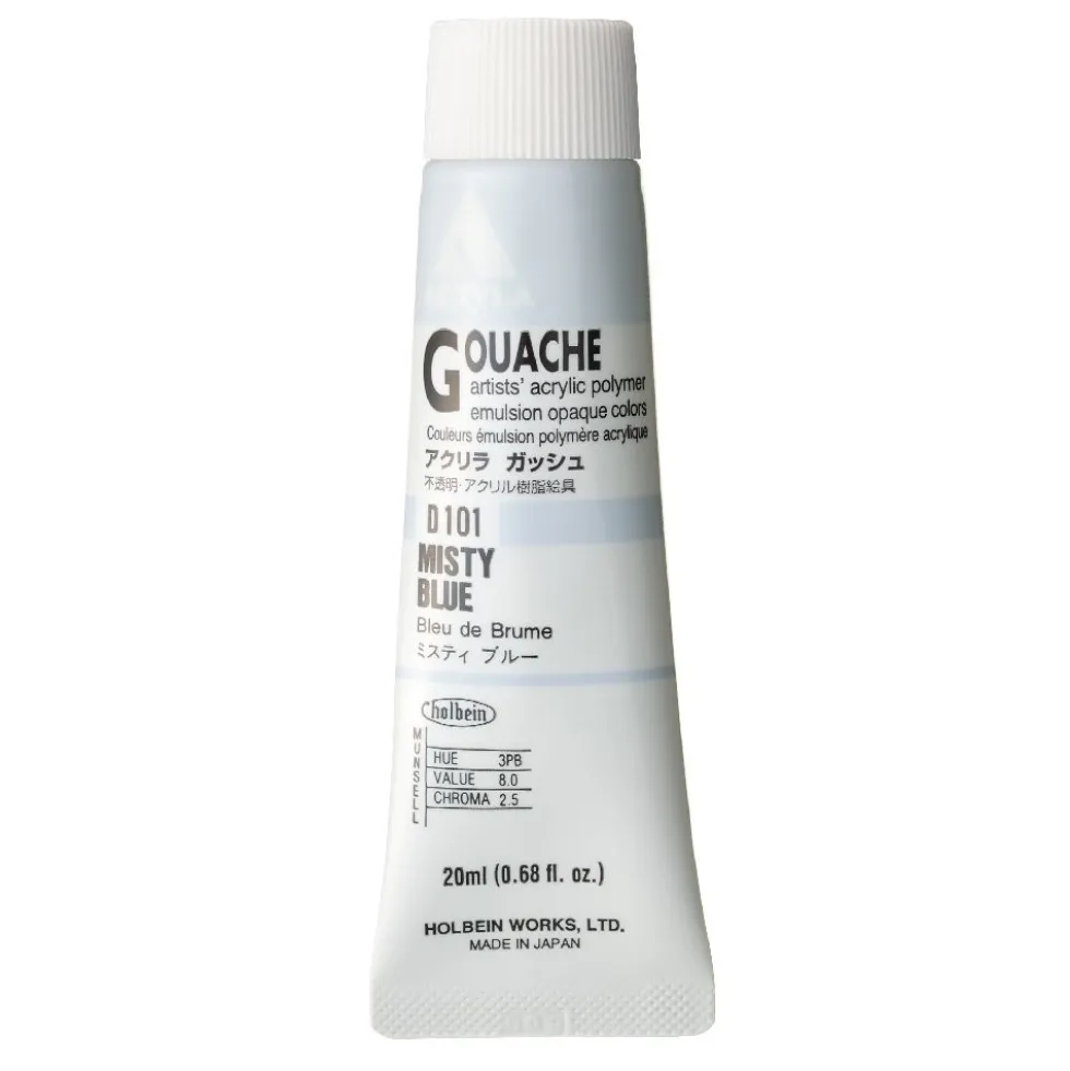 Farba gwasz Acryla Gouache - Holbein - Misty Blue, 20 ml