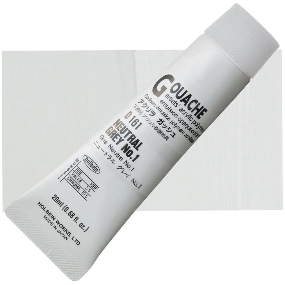 Farba gwasz Acryla Gouache - Holbein - Neutral Grey no. 1, 20 ml