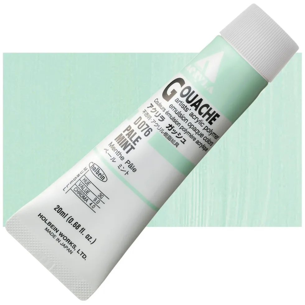Farba gwasz Acryla Gouache - Holbein - Pale Mint, 20 ml