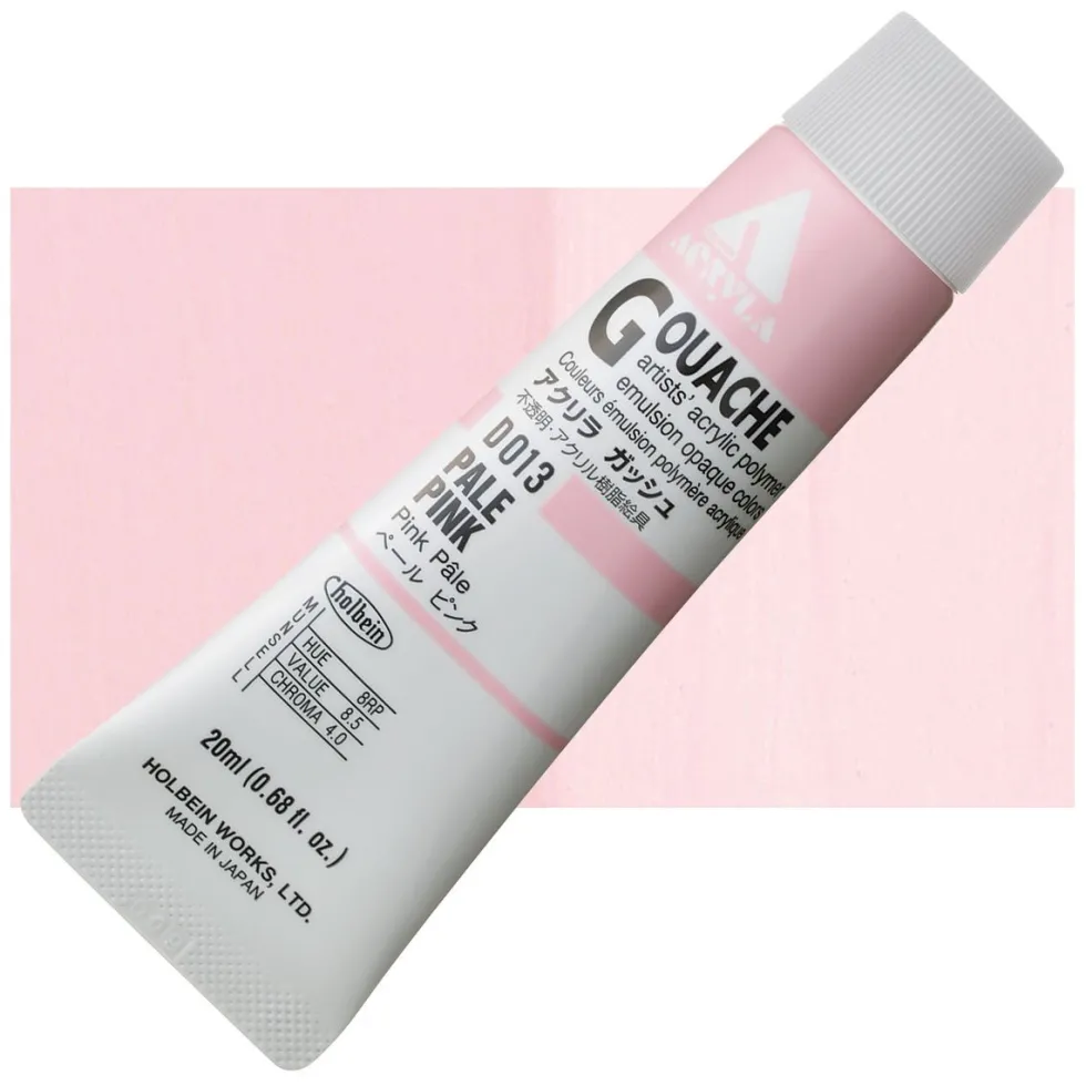 Farba gwasz Acryla Gouache - Holbein - Pale Pink, 20 ml