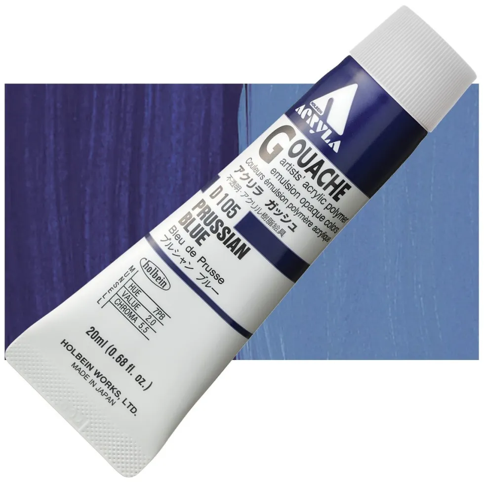 Farba gwasz Acryla Gouache - Holbein - Prussian Blue, 20 ml