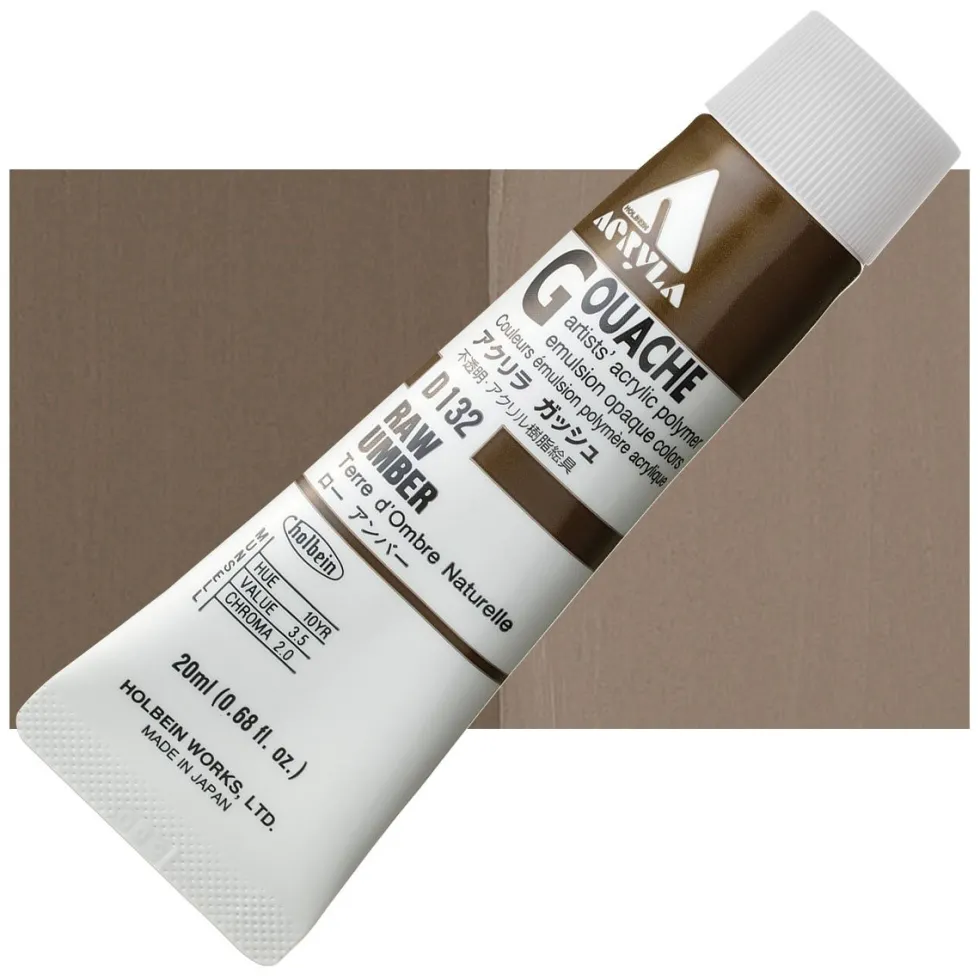 Farba gwasz Acryla Gouache - Holbein - Raw Umber, 20 ml