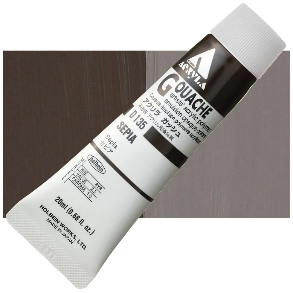 Farba gwasz Acryla Gouache - Holbein - Sepia, 20 ml