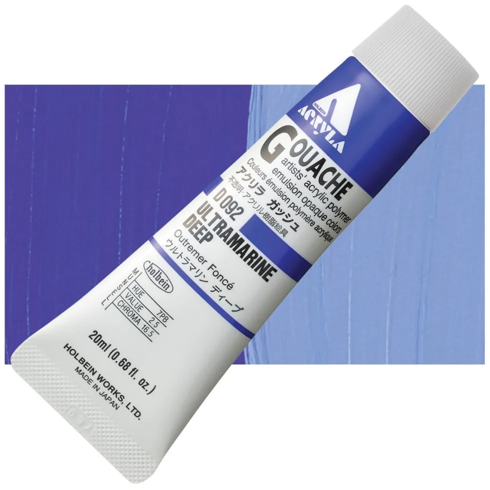 Farba gwasz Acryla Gouache - Holbein - Ultramarine Deep, 20 ml
