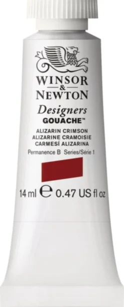 Farba gwasz Designers Gouache - Winsor & Newton - Alizarin Crimson, 14 ml