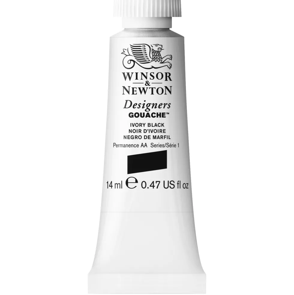 Farba gwasz Designers Gouache - Winsor & Newton - Ivory Black, 14 ml