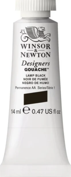 Farba gwasz Designers Gouache - Winsor & Newton - Lamp Black, 14 ml