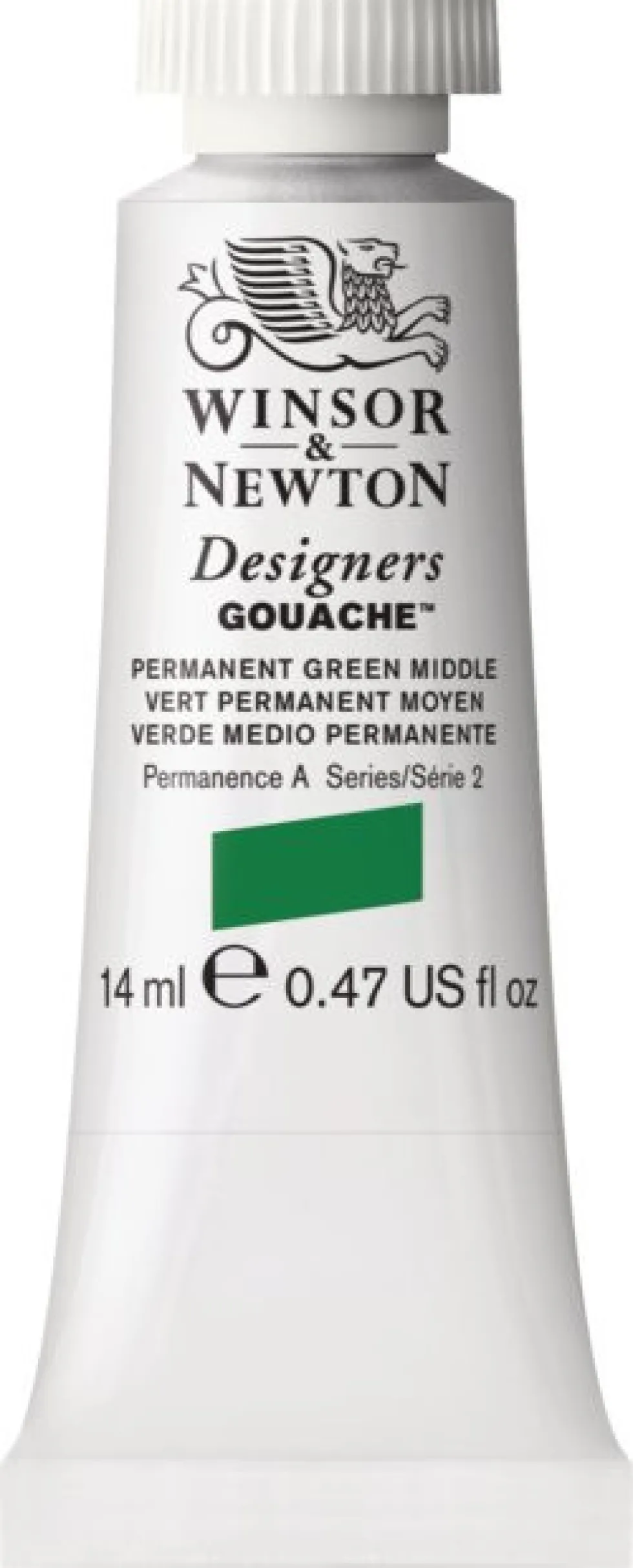 Farba gwasz Designers Gouache - Winsor & Newton - Permanent Green Middle, 14 ml