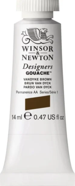 Farba gwasz Designers Gouache - Winsor & Newton - Vandyke Brown, 14 ml