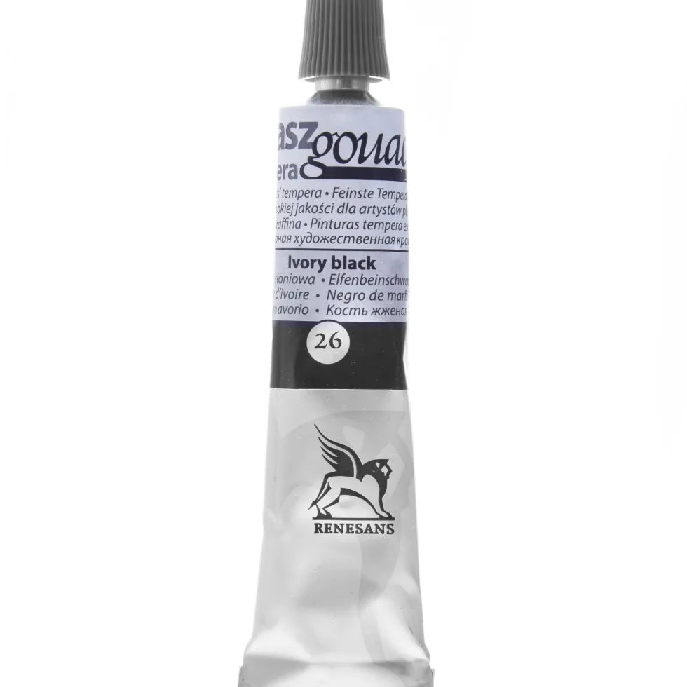 Farba gwasz - Renesans - 26, ivory black, 20 ml