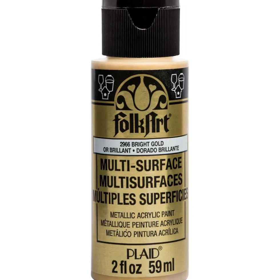 Farba metaliczna Multi-Surface - FolkArt - Bright Gold, 59 ml