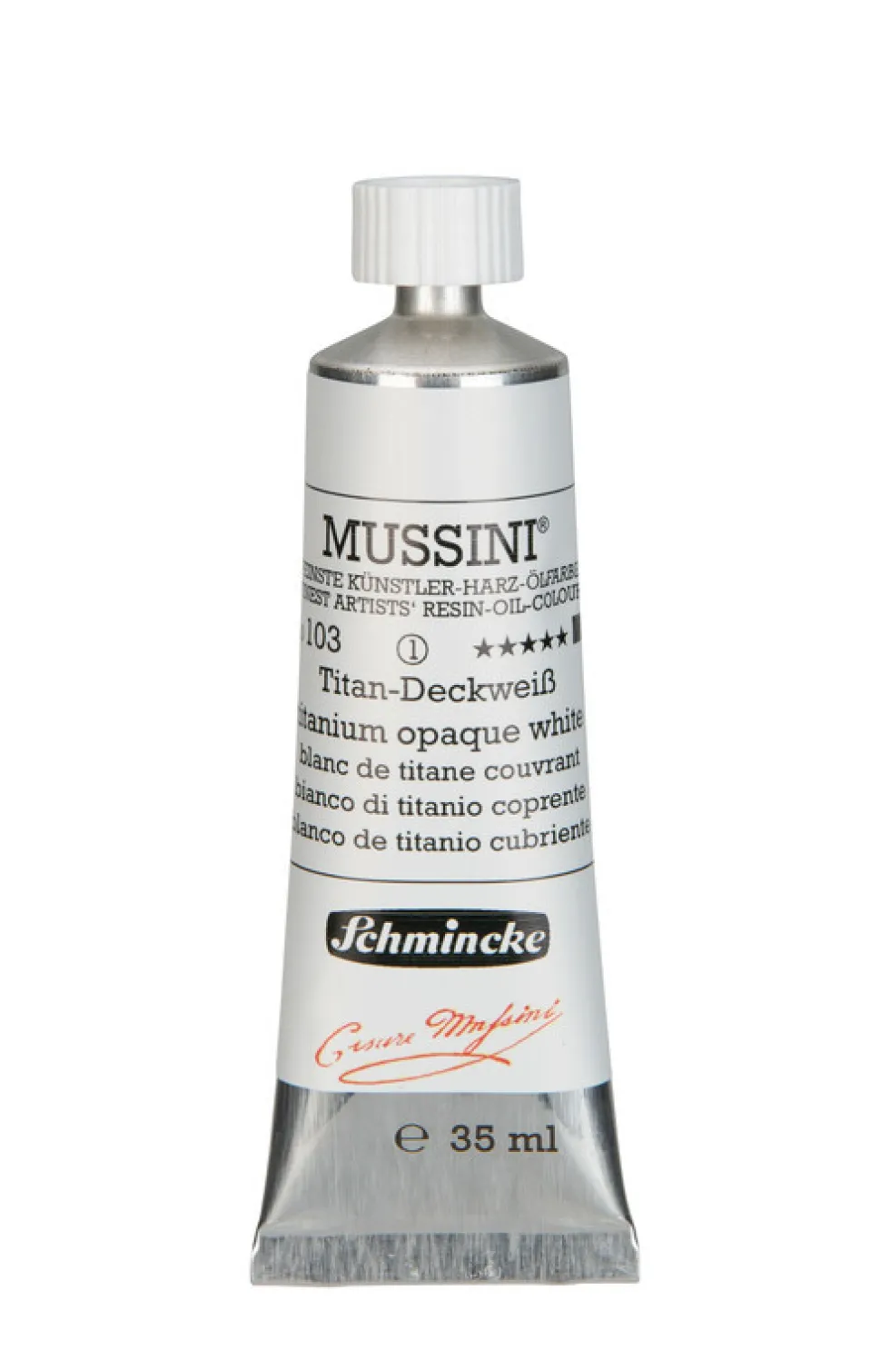 Farba olejna Mussini - Schmincke - 103, Titanium Opaque White, 35 ml