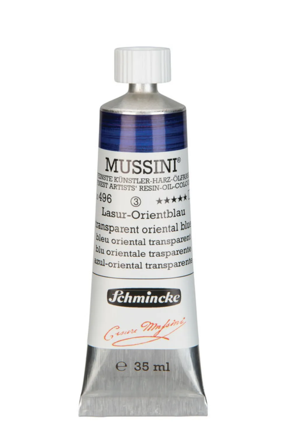 Farba olejna Mussini - Schmincke - 496, Transparent Oriental Blue, 35 ml