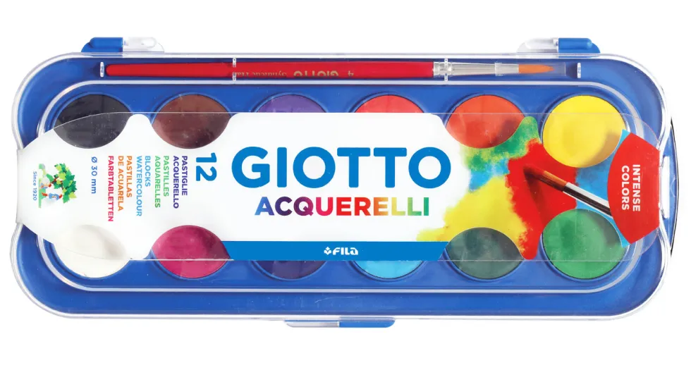 Farby akwarelowe dla dzieci w plastikowym etui - Giotto - 12 kolorów