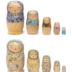 Figurki drewniane Matrioszka - Rico Design - 5 szt.