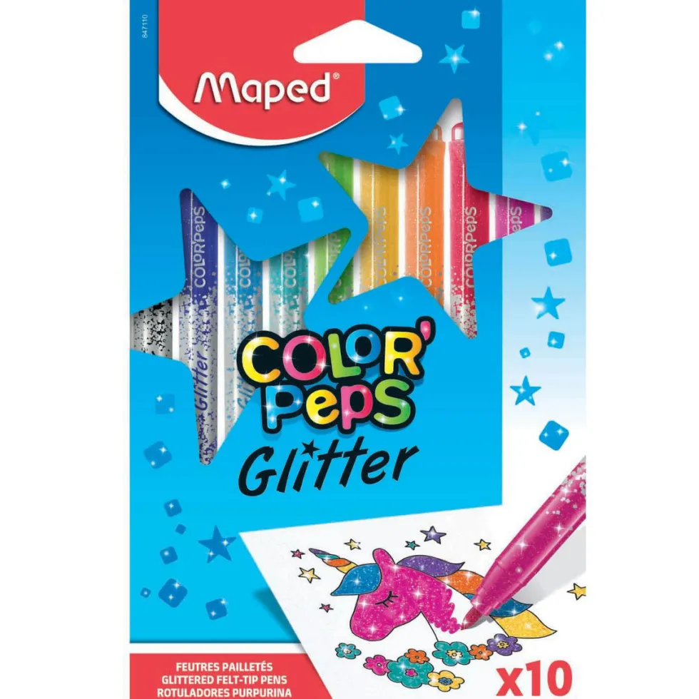 Flamastry brokatowe Color' Peps Glitter dla dzieci - Maped - 10 kolorów