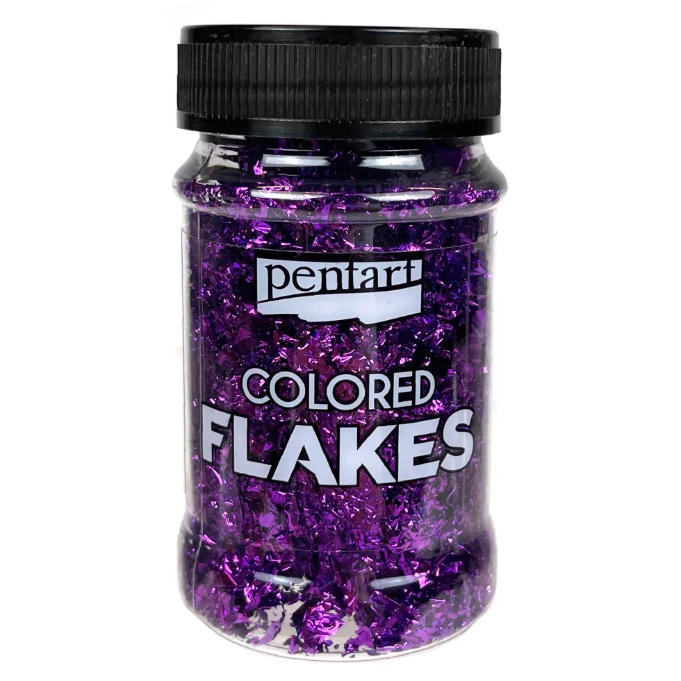 Folia do złoceń w płatkach Colored Flakes - Pentart - ciemnofioletowa, 100 ml