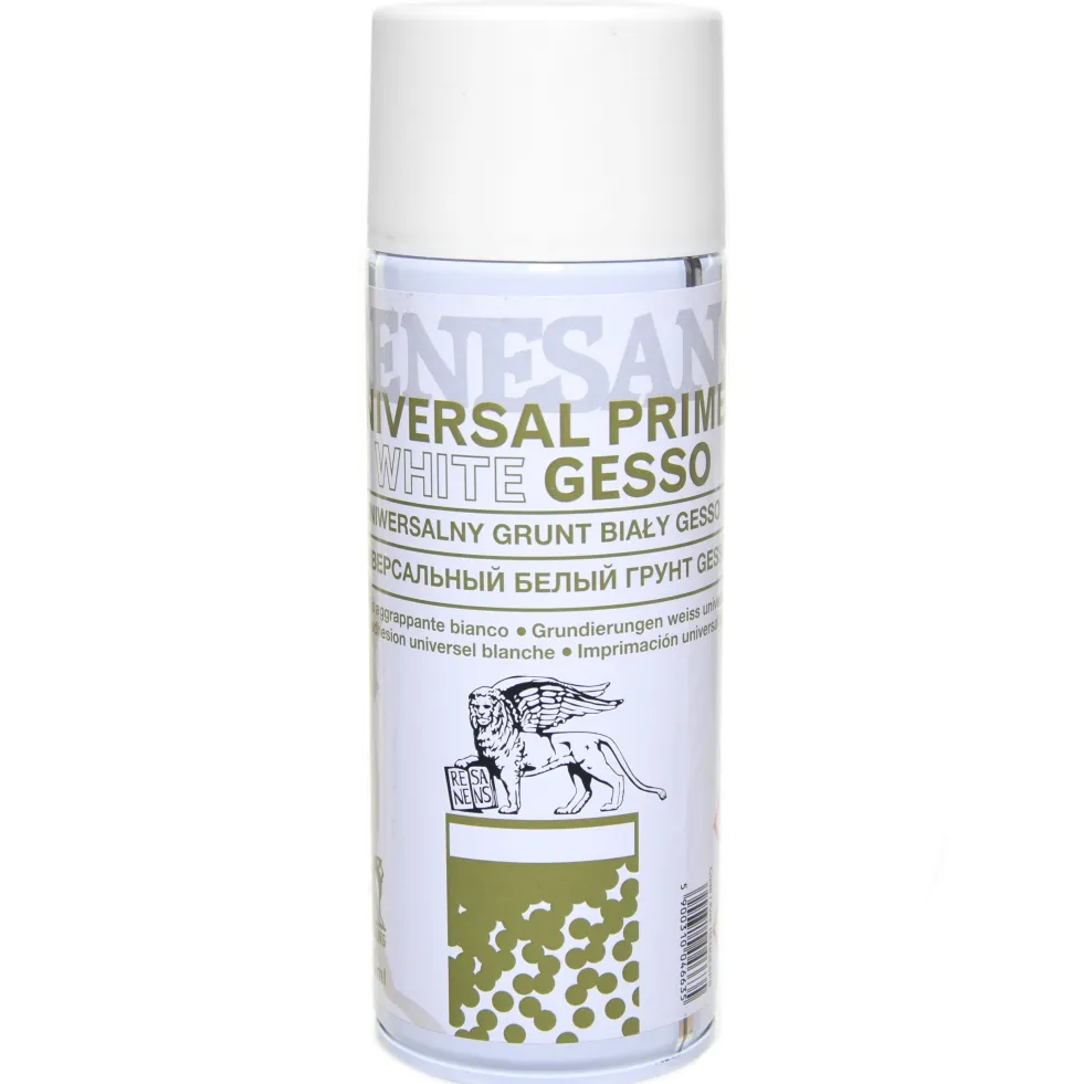 Gesso do farb olejnych i akrylowych w sprayu - Renesans - białe, 400 ml