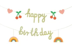 Girlanda Happy Birthday - brokatowa, 18 x 100 cm