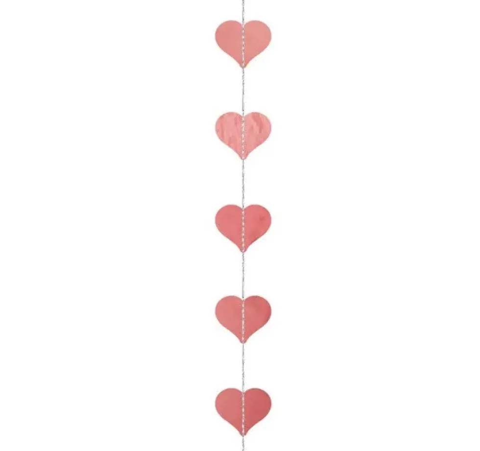 Girlanda, Serca - różowe złoto, 8 cm x 3 m