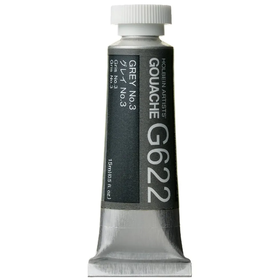 Gwasz Artists’ Gouache - Holbein - Grey no. 3, 15 ml