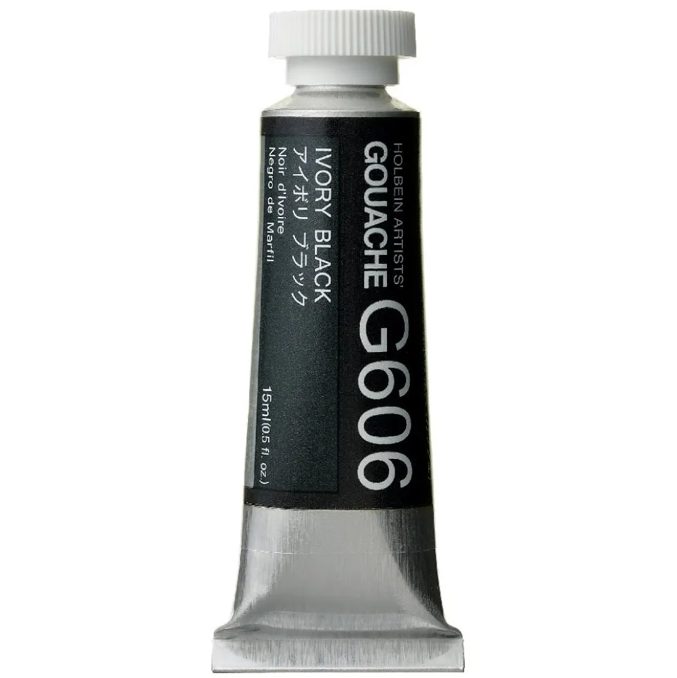 Gwasz Artists’ Gouache - Holbein - Ivory Black, 15 ml
