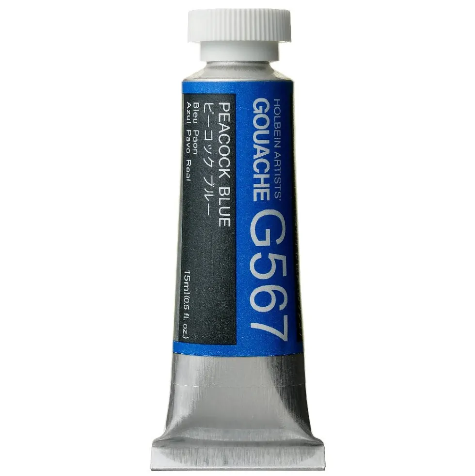 Gwasz Artists’ Gouache - Holbein - Peacock Blue, 15 ml