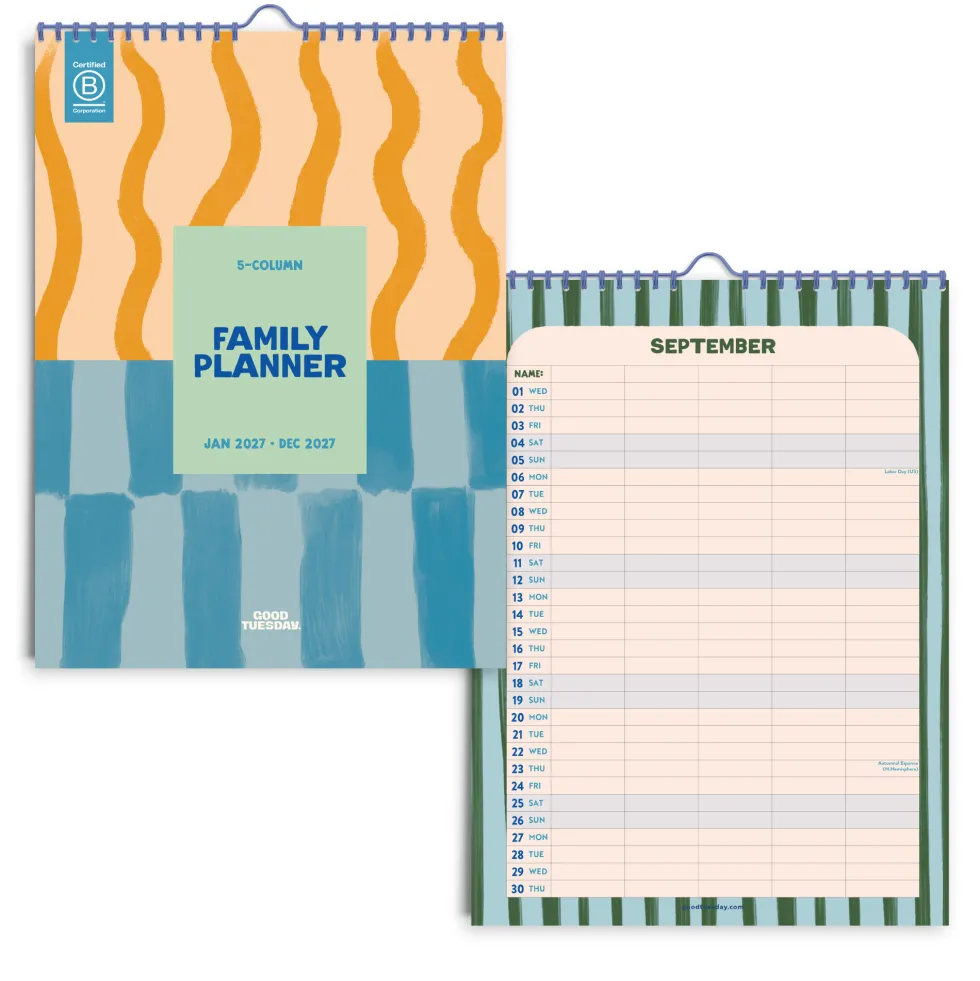 Kalendarz ścienny 2027 Family - Good Tuesday - Costal Stripe A3