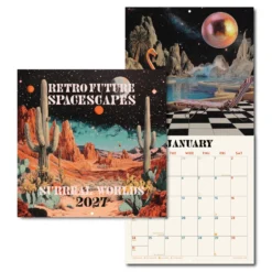 Kalendarz ścienny 2027 - Good Tuesday - Retro Future Spacescapes 30 × 30 cm