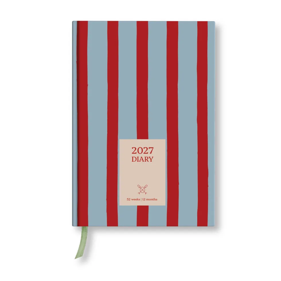 Kalendarz tygodniowy 2027 - Good Tuesday - Red & Blue Stripe