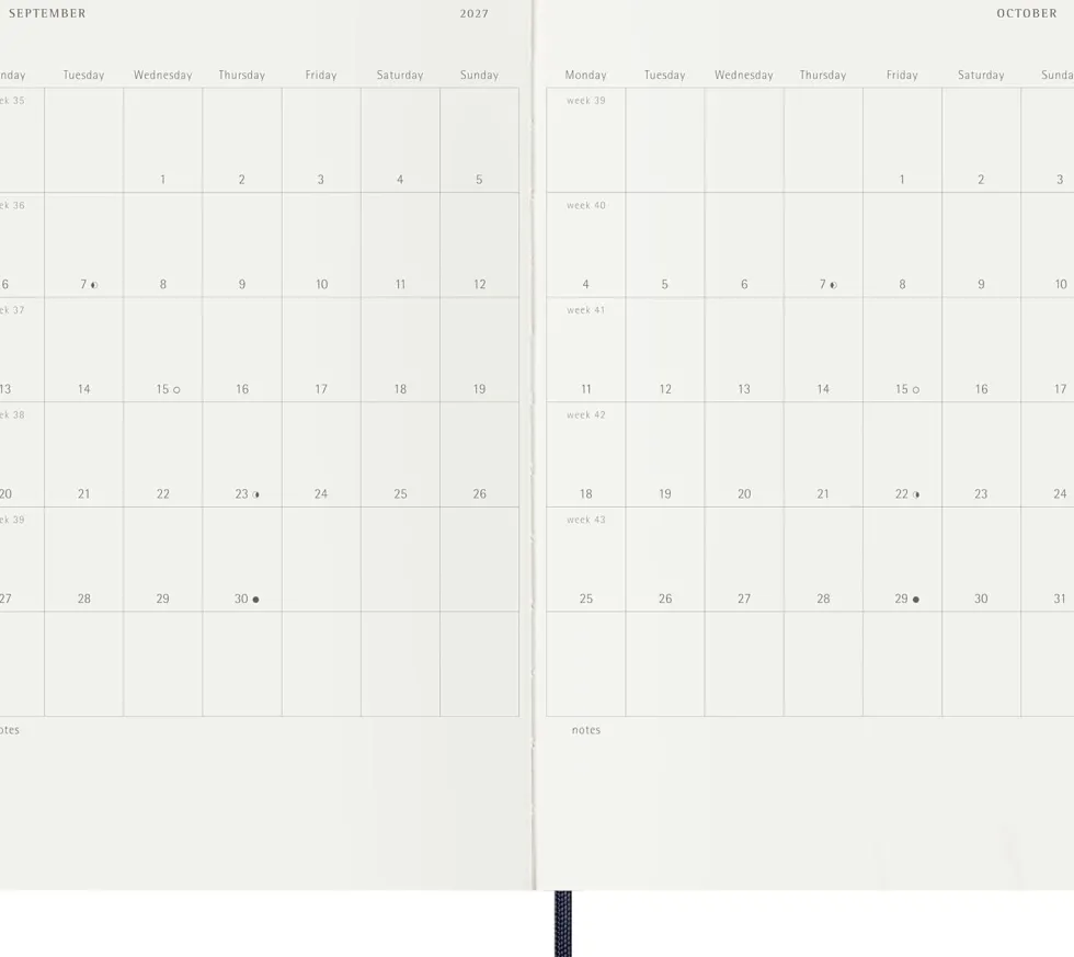 Kalendarz tygodniowy 2026/2027 L - Moleskine - Sapphire Blue