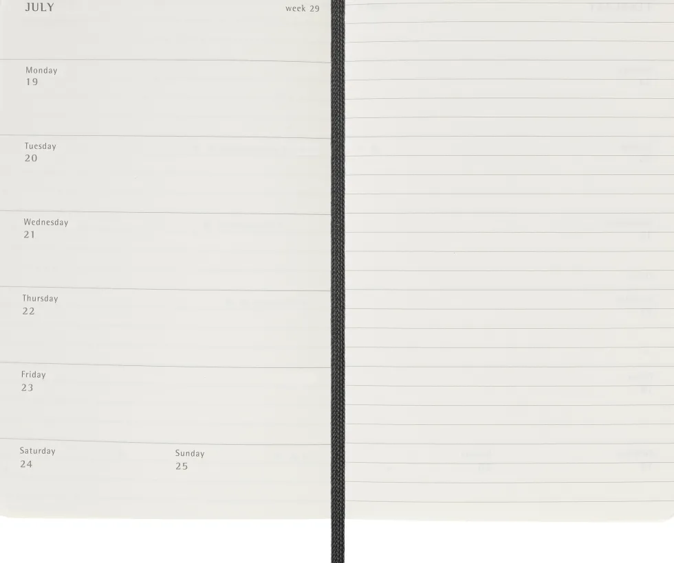 Kalendarz tygodniowy 2026/2027 P - Moleskine - Black