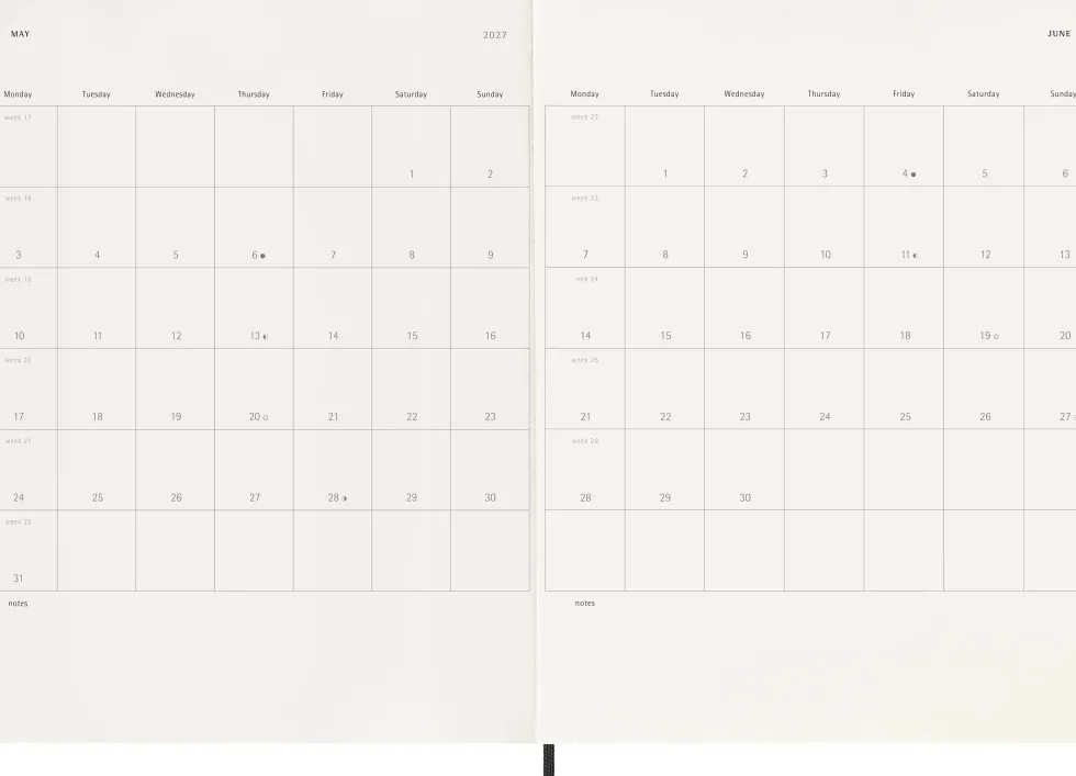 Kalendarz tygodniowy 2026/2027 XL - Moleskine - Black