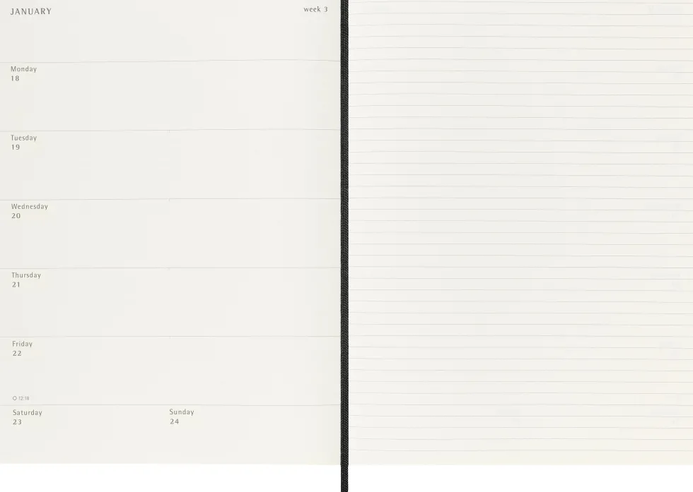 Kalendarz tygodniowy 2026/2027 XL - Moleskine - Black