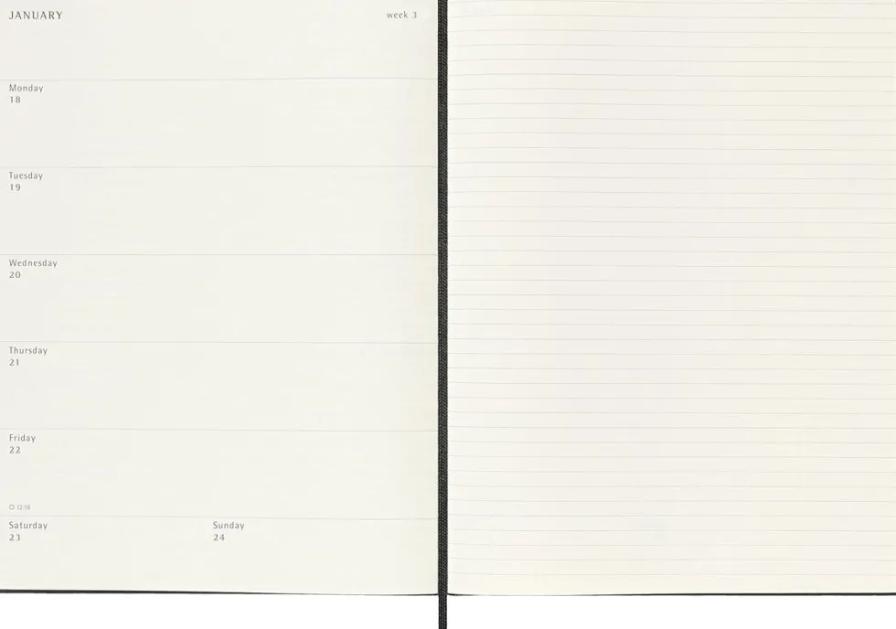 Kalendarz tygodniowy 2026/2027 XL - Moleskine - Black