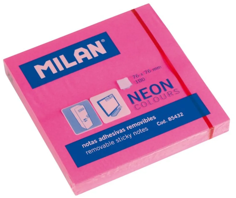 Karteczki samoprzylepne 76 x 76 mm - Milan - różowe, 100 szt.