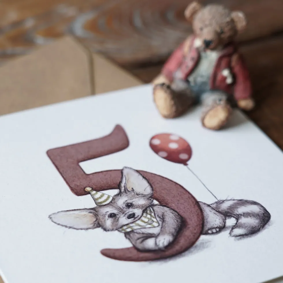Kartka okolicznościowa - Hi Little - Lisek, 5 urodziny