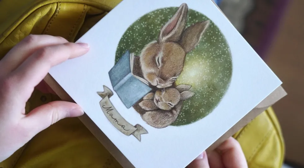 Kartka okolicznościowa - Hi Little - Mama Króliczki