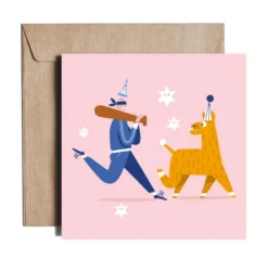 Kartka okolicznościowa - PiesKot - Pinata Hunting, 14,5 x 14,5 cm