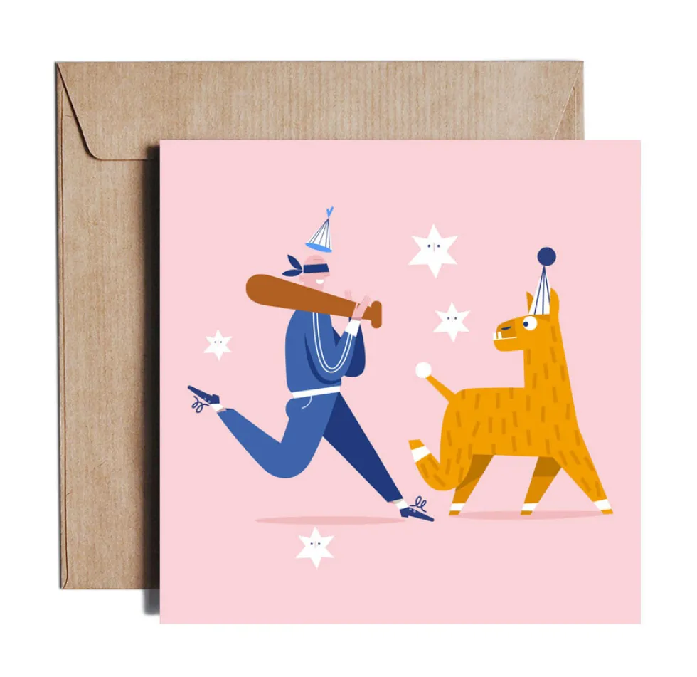 Kartka okolicznościowa - PiesKot - Pinata Hunting, 14,5 x 14,5 cm