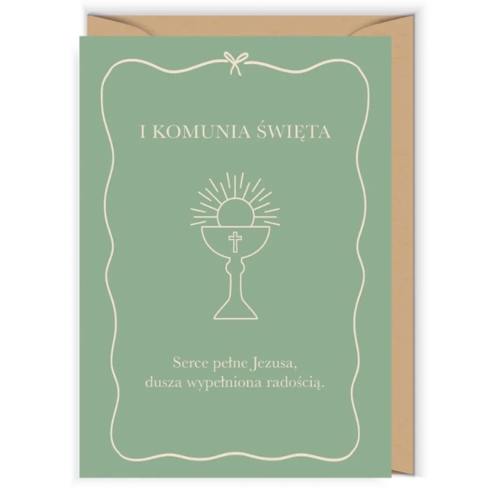 Kartka okolicznościowa 12 x 17 cm - Cudowianki - Komunia Kielich