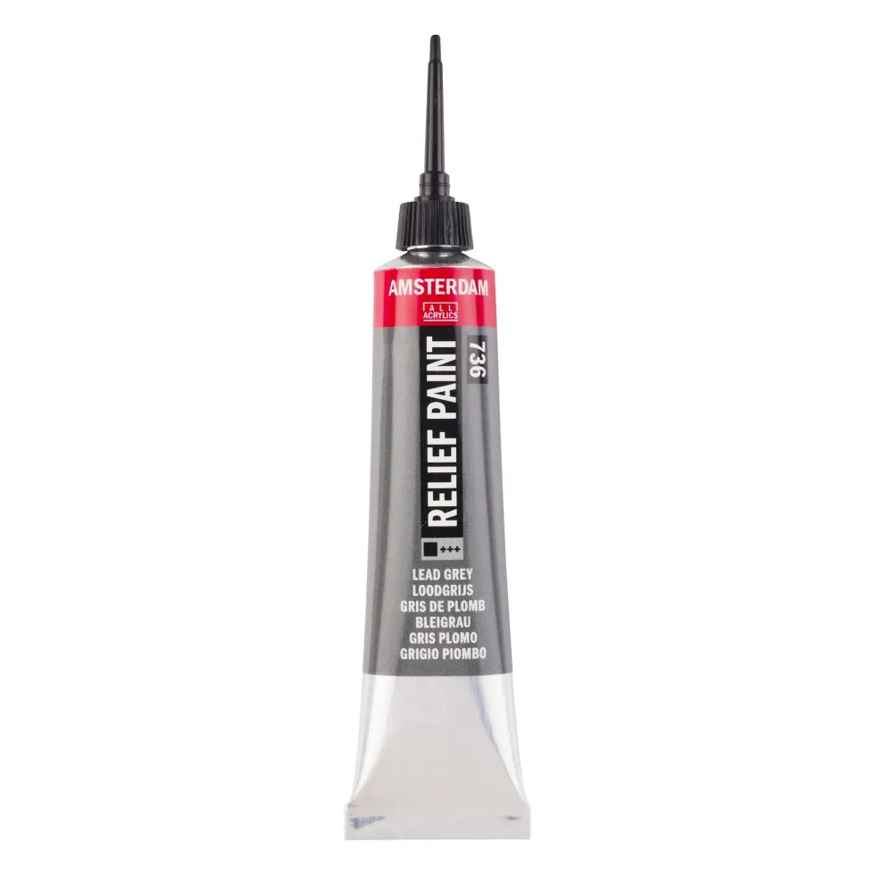 Konturówka do szkła Relief - Amsterdam - Lead Grey, 20 ml