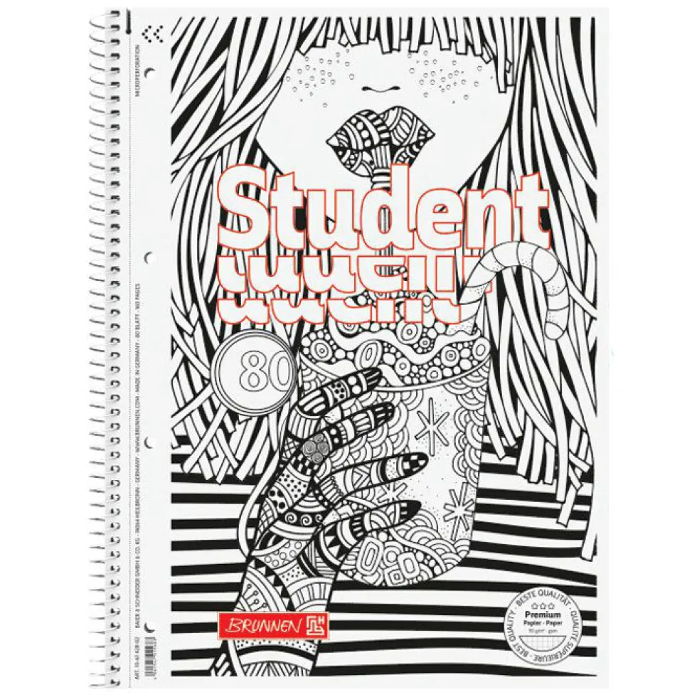 Kołozeszyt w kratkę Student Koktajl A4 - Brunnen - 90 g/m2 80 ark.