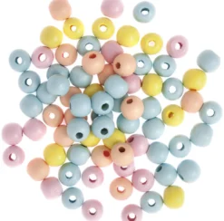 Koraliki drewniane kulki - DpCraft - pastelowe, 12 mm, 40 g
