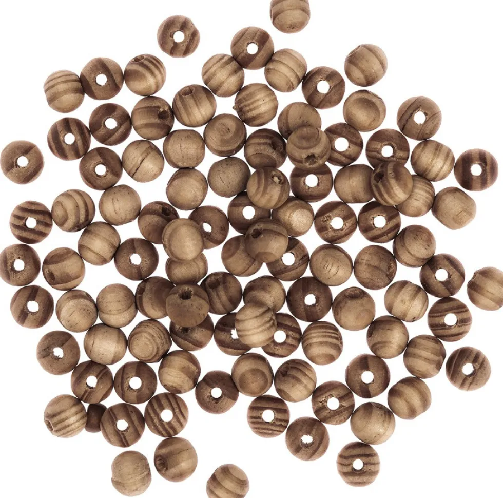 Koraliki drewniane kulki - DpCraft - sosnowe jasne, 1 cm, 100 szt.