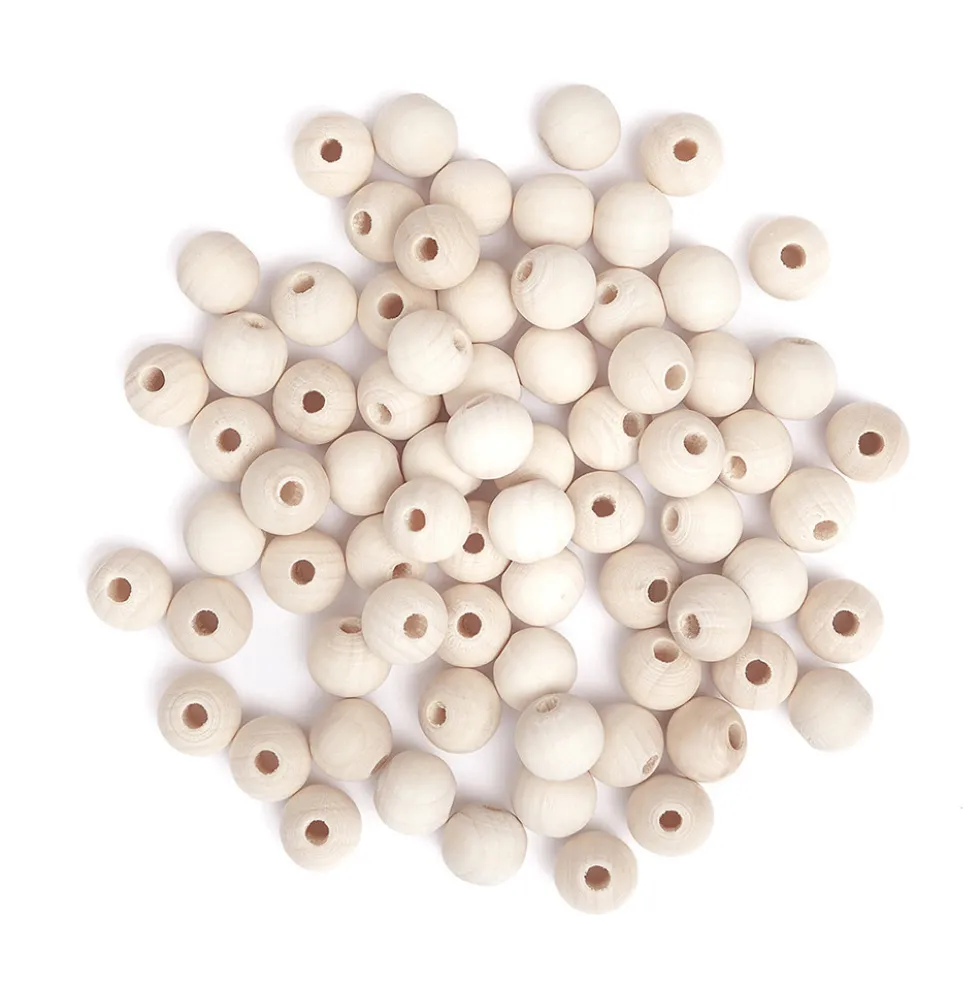 Koraliki, kulki drewniane - DpCraft - naturalne, 12 mm, 77 szt.