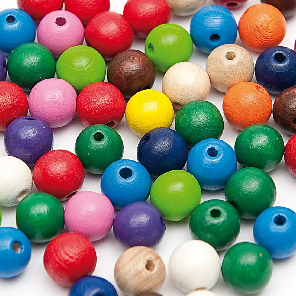 Koraliki, kulki drewniane - Rico Design - kolorowe, 10 mm, 60 szt.