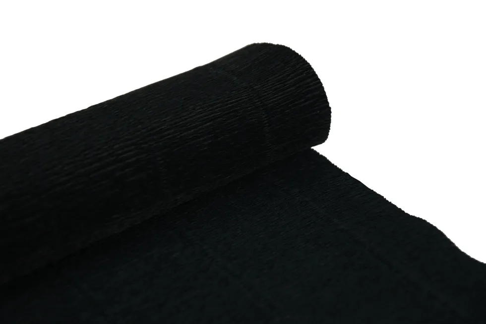 Krepina, bibuła włoska 180 g - Black, 50 x 250 cm