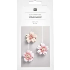 Kwiaty Wiśni z bibuły - Rico Design - różowe, 11 cm, 3 szt.