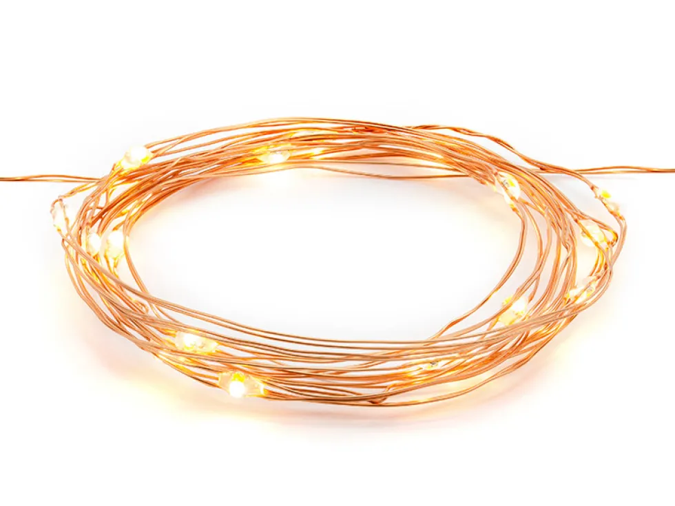 Lampki dekoracyjne LED - miedziane, ciepłe światło, 1,9 m
